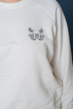 Embroidered Cotton Sweatshirt in Off-white