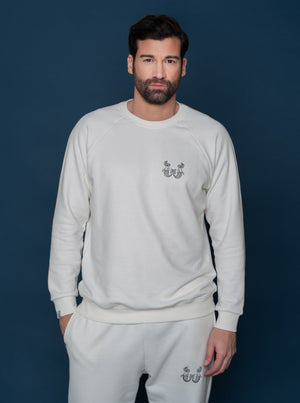Embroidered Cotton Sweatshirt in Off-white